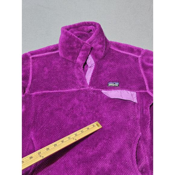 Patagonia Sweater Womens Medium Purple Soft Fleece Snap T Pocket Logo - Picture 6 of 15